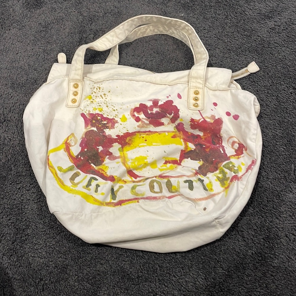 Vintage tie dye juice zipper tote bag Y2K